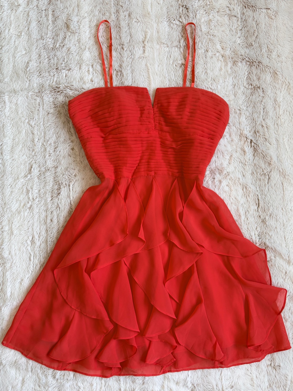 🧚🏼 Vintage Y2K Arden B Orange Ruffle Chiffon Mini Dress Fairycore Coquette Girly